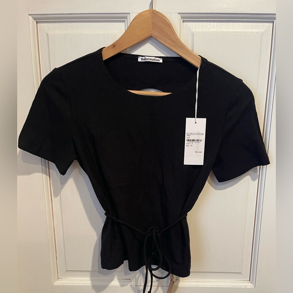 Reformation Black Women's Open Back Tie Top L